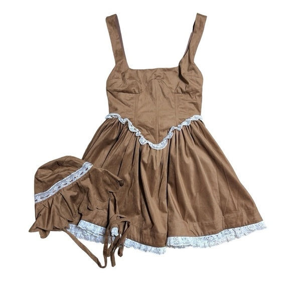 For Love & Lemons Brown Suede Hadley Mini Dress US S - Picture 1 of 11
